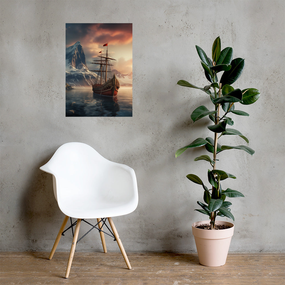 Wikingerschiff - Poster mit mattem Papier