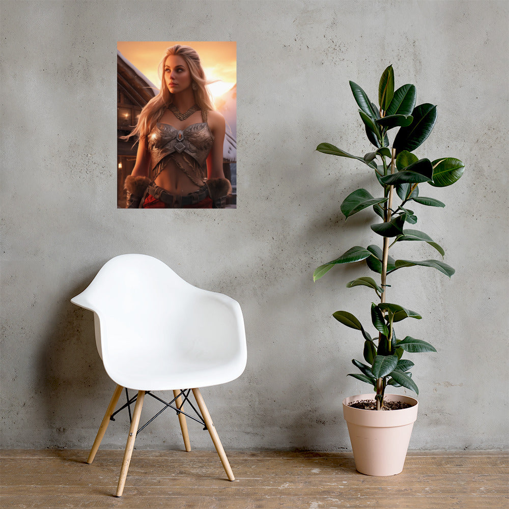 Wikingerkriegerin - Poster mit mattem Papier