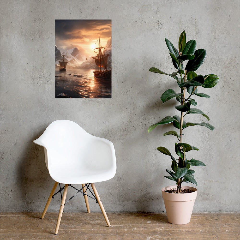 Wikingerschiff (2) - Poster mit mattem Papier