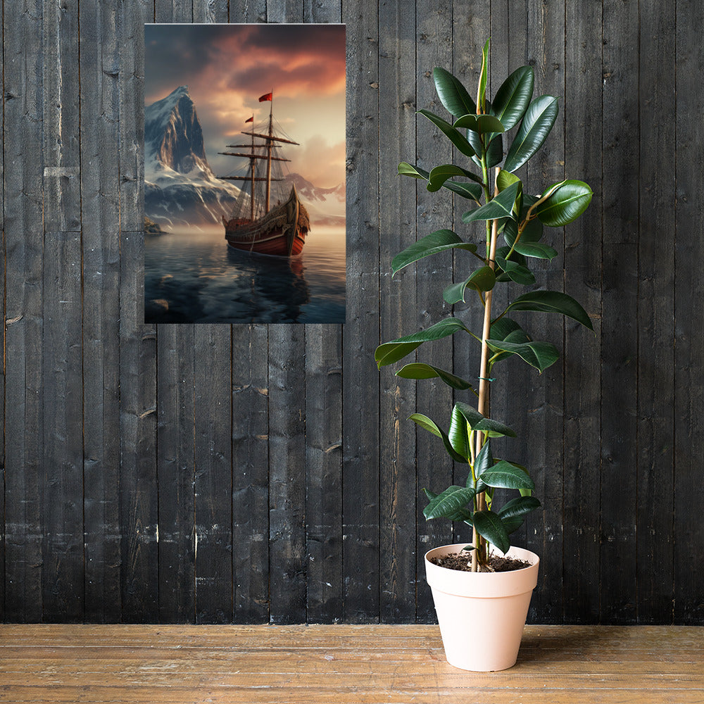 Wikingerschiff - Poster mit mattem Papier