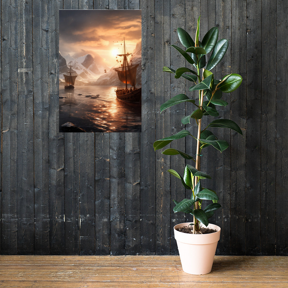 Wikingerschiff (2) - Poster mit mattem Papier