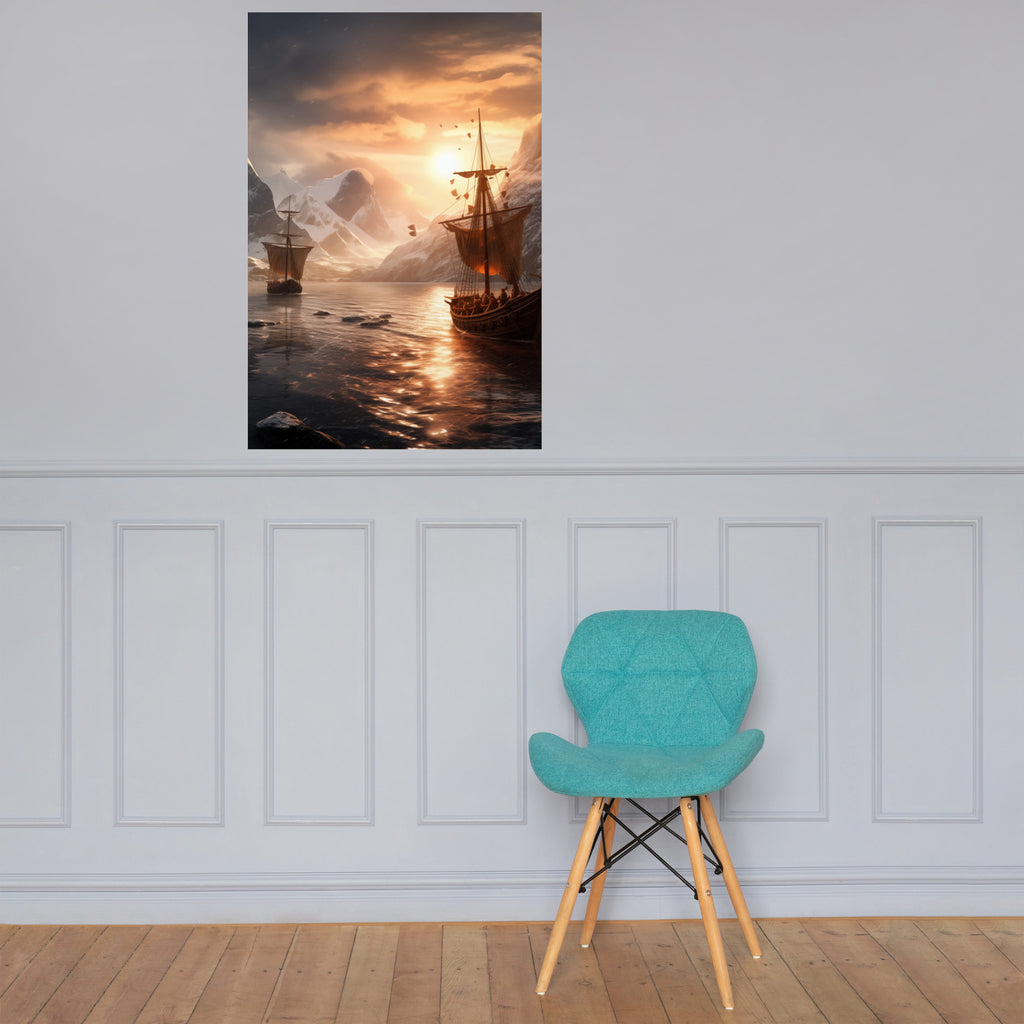 Wikingerschiff (2) - Poster mit mattem Papier