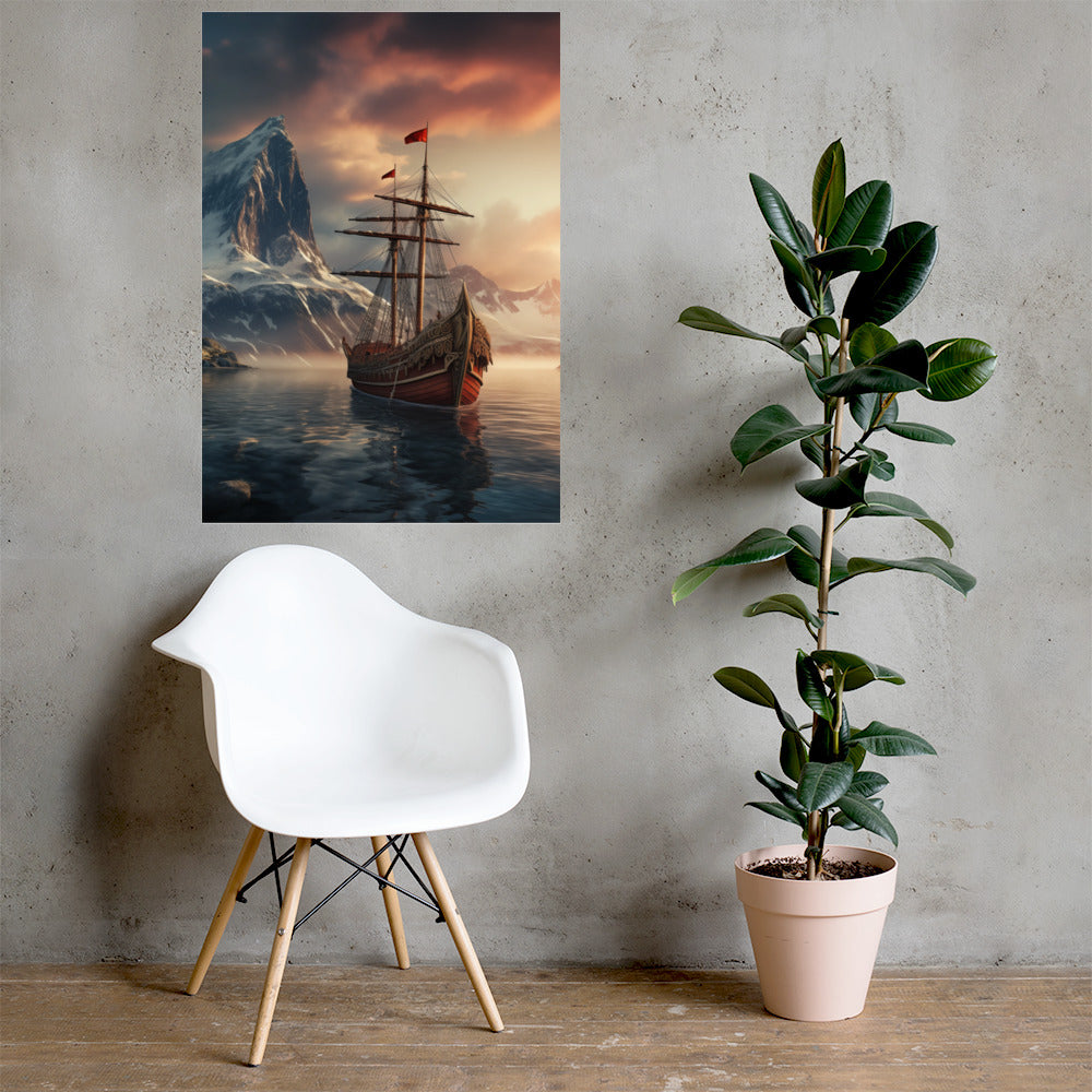Wikingerschiff - Poster mit mattem Papier