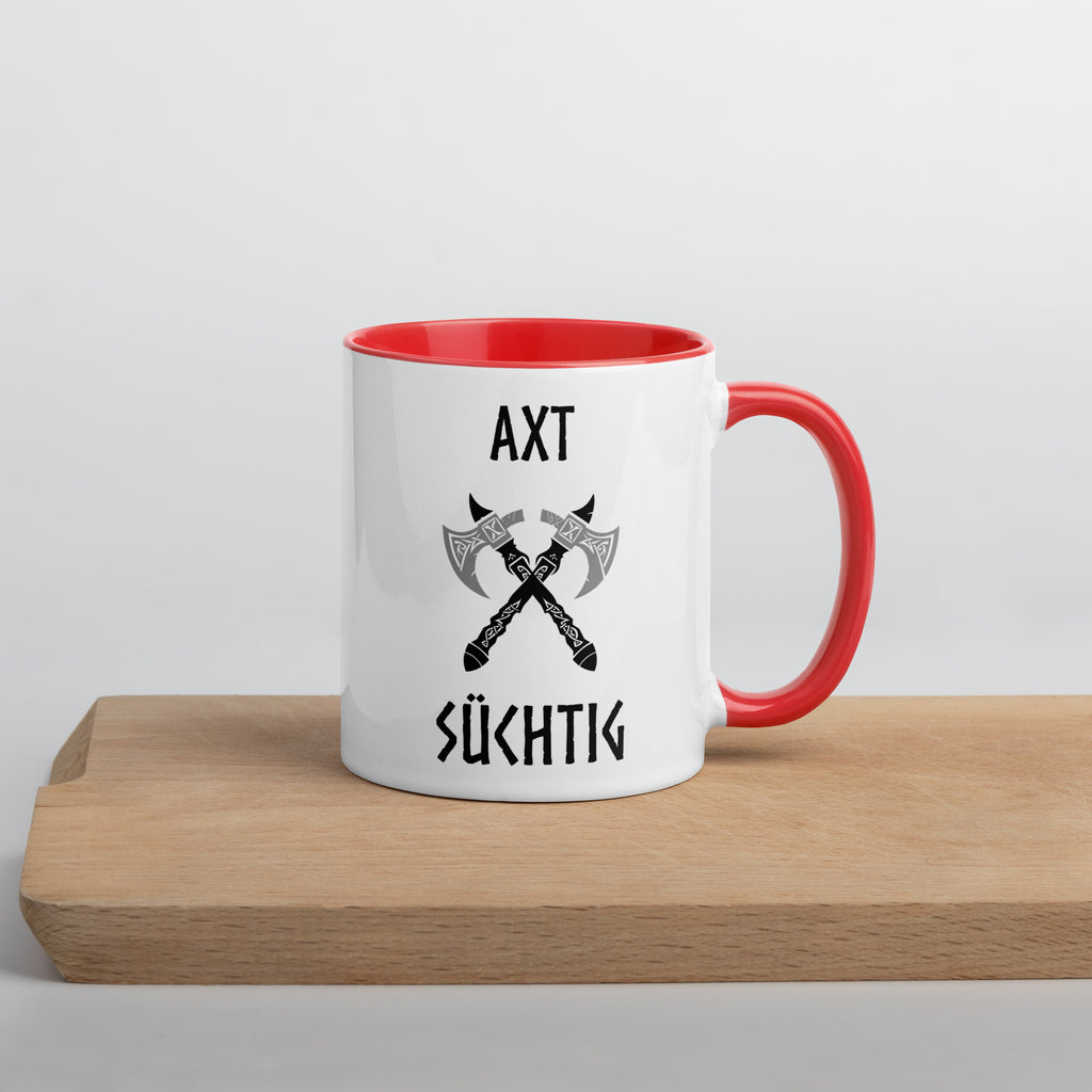Axt Süchtig - Tasse mit farbiger Innenseite