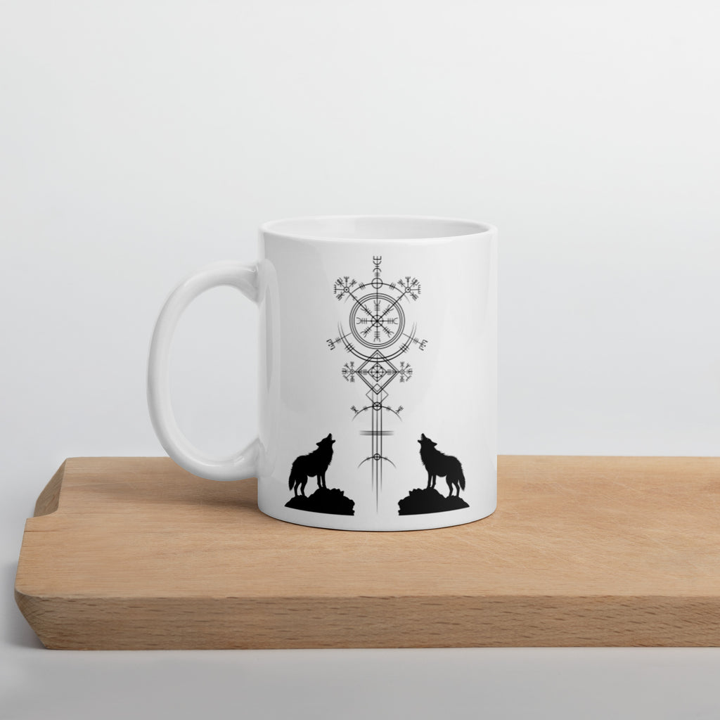 Aegishjalmur Wölfe - Weiße, glänzende Tasse