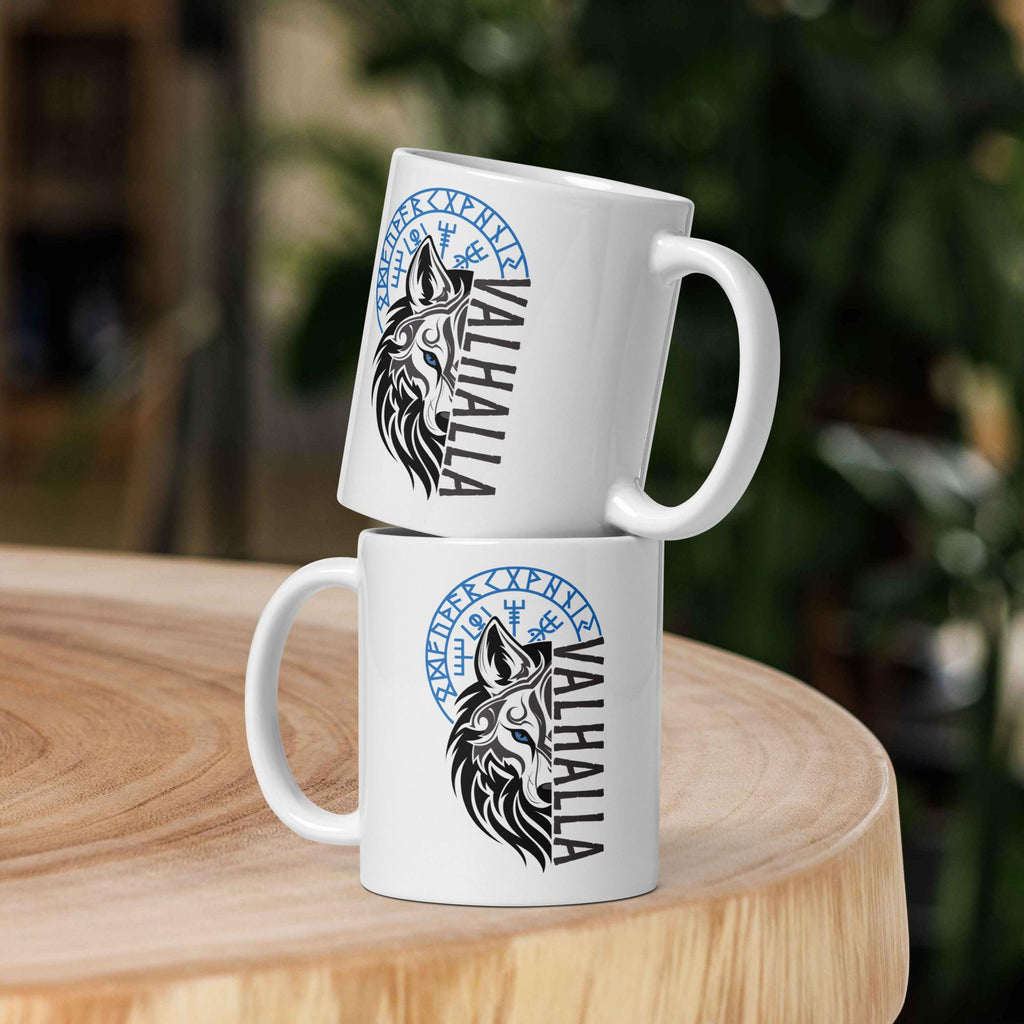 Valhalla Wolf - Weiße, glänzende Tasse