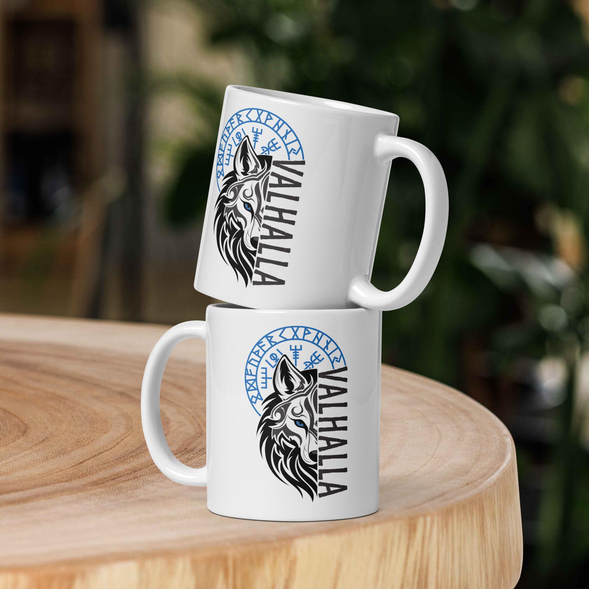 Valhalla Wolf - Weiße, glänzende Tasse