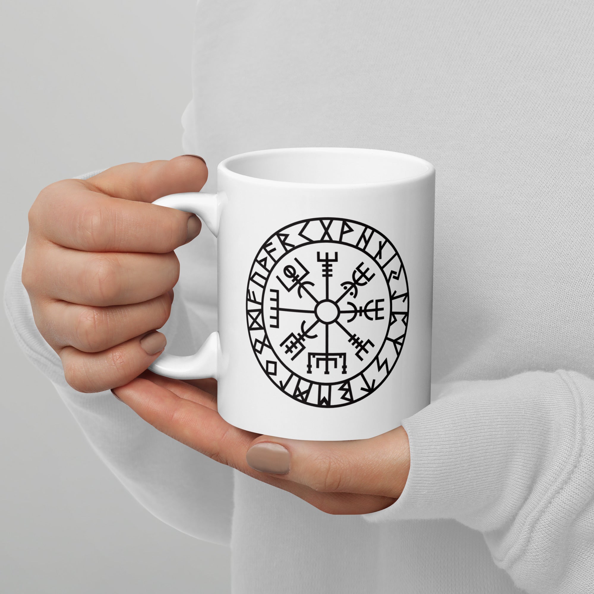 Vegvisir - Weiße, glänzende Tasse