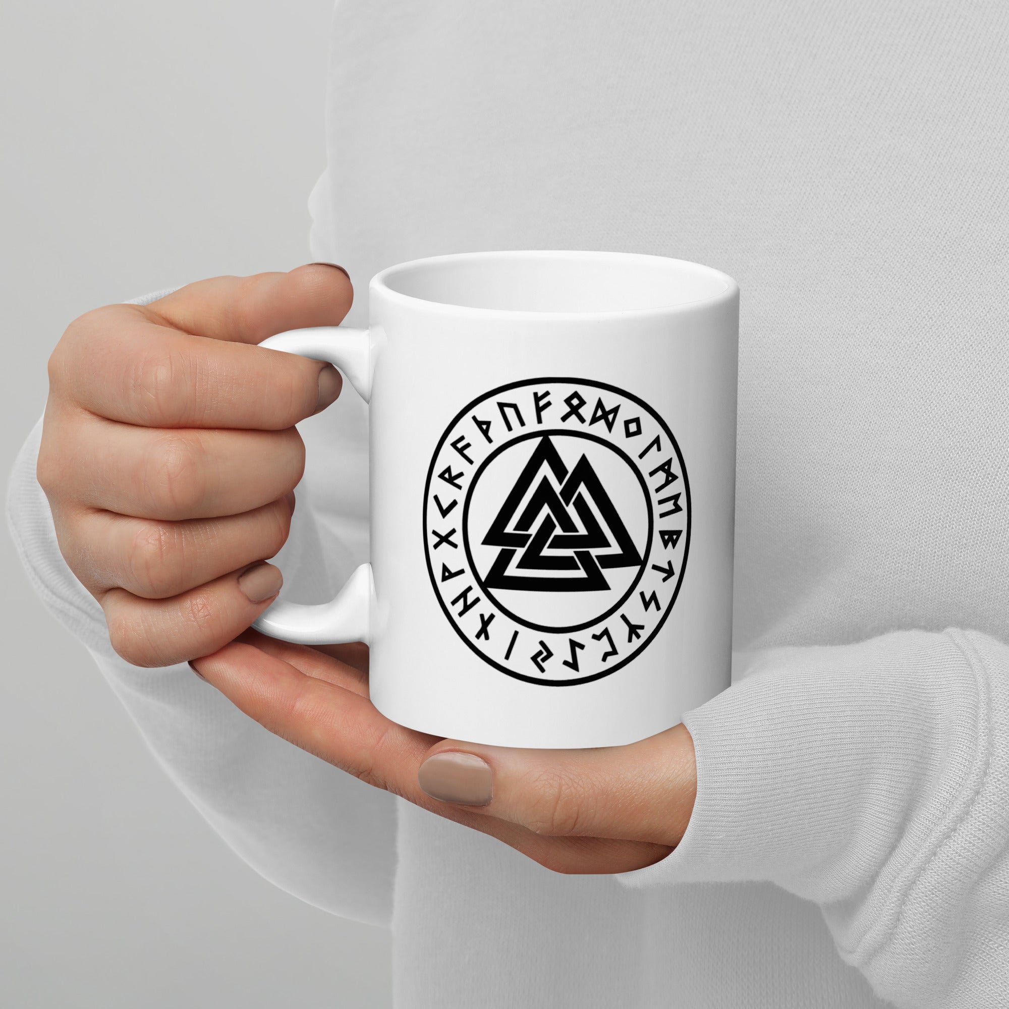 Valknut - Weiße, glänzende Tasse