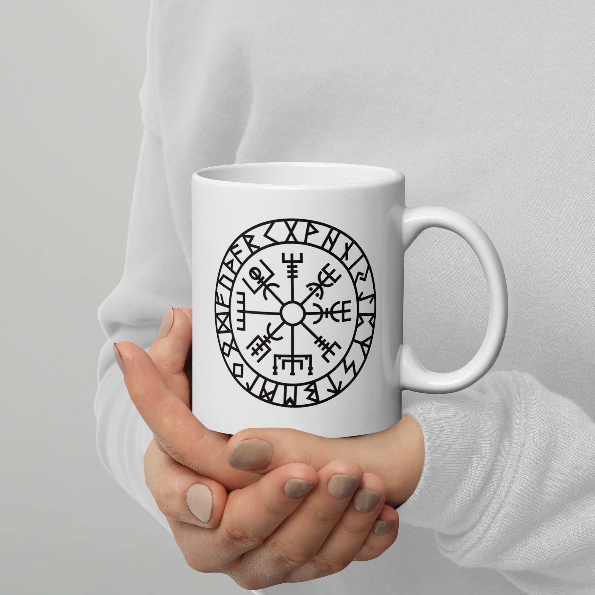 Vegvisir - Weiße, glänzende Tasse