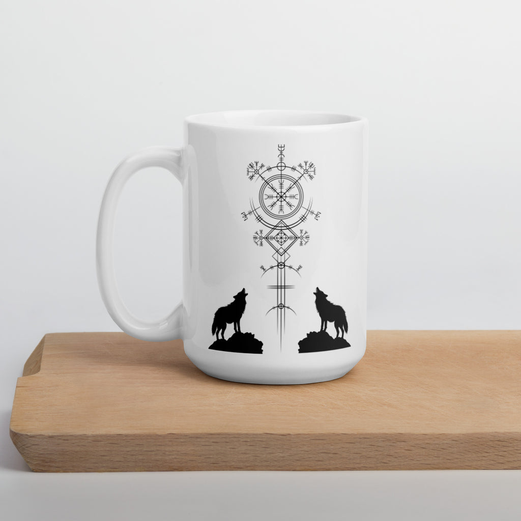 Aegishjalmur Wölfe - Weiße, glänzende Tasse
