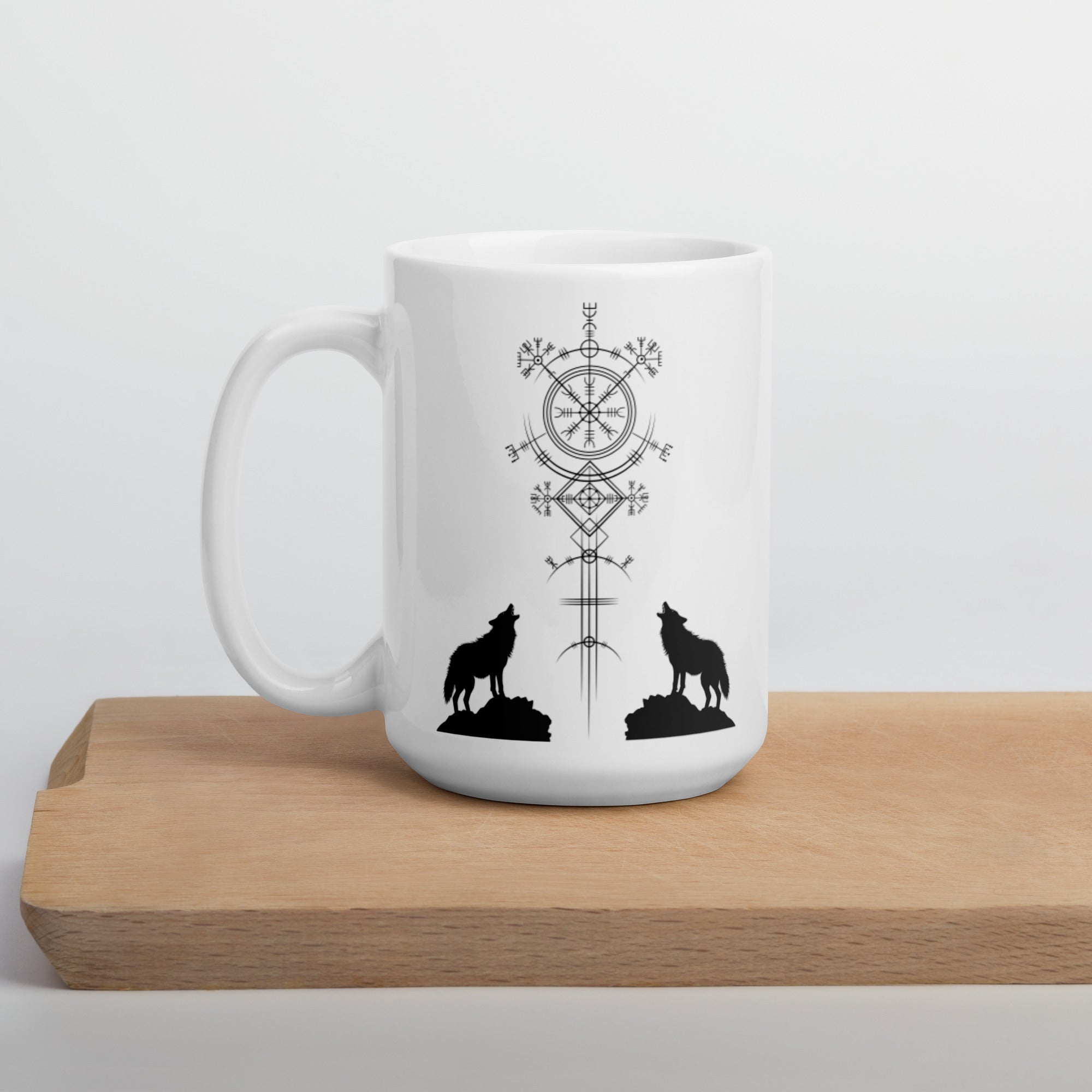 Aegishjalmur Wölfe - Weiße, glänzende Tasse