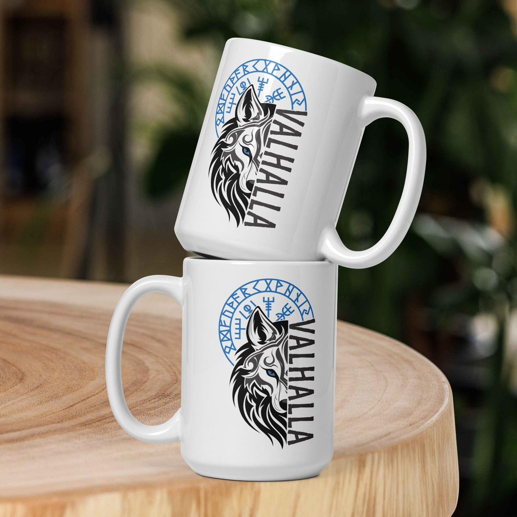 Valhalla Wolf - Weiße, glänzende Tasse