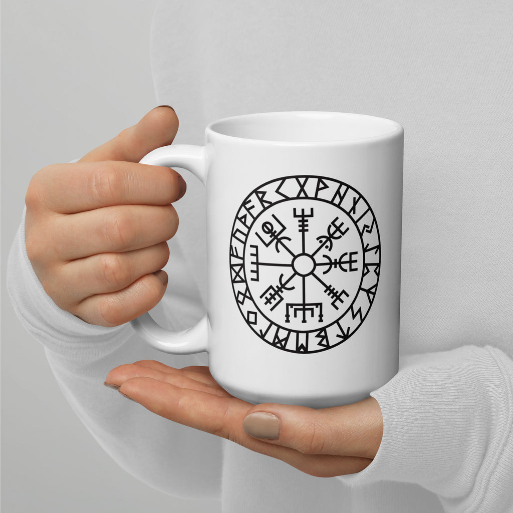 Vegvisir - Weiße, glänzende Tasse
