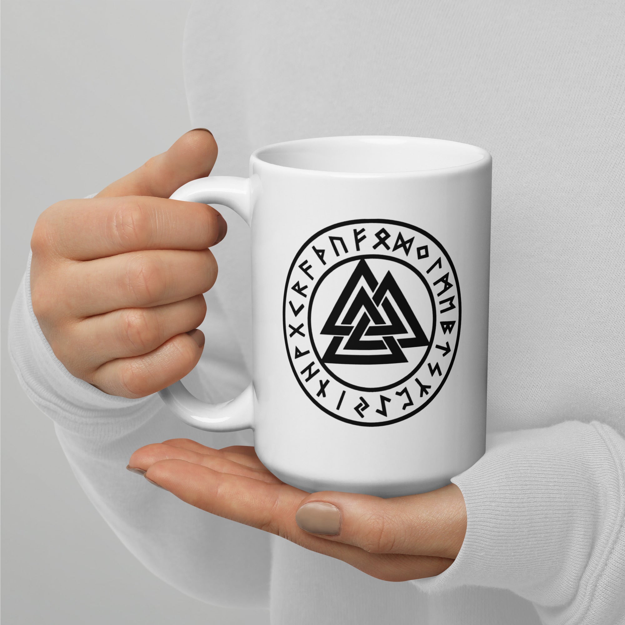 Valknut - Weiße, glänzende Tasse