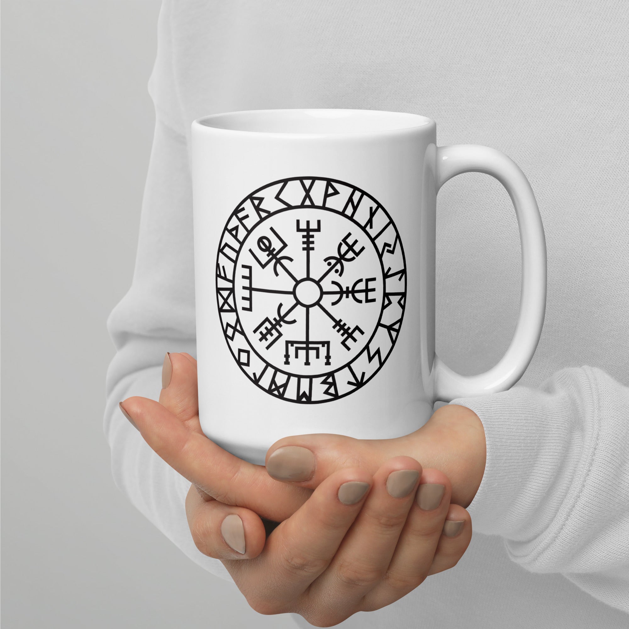 Vegvisir - Weiße, glänzende Tasse