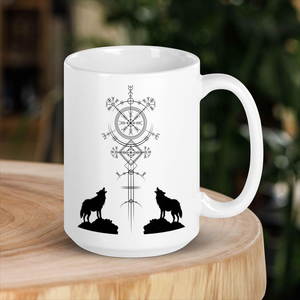 Aegishjalmur Wölfe - Weiße, glänzende Tasse