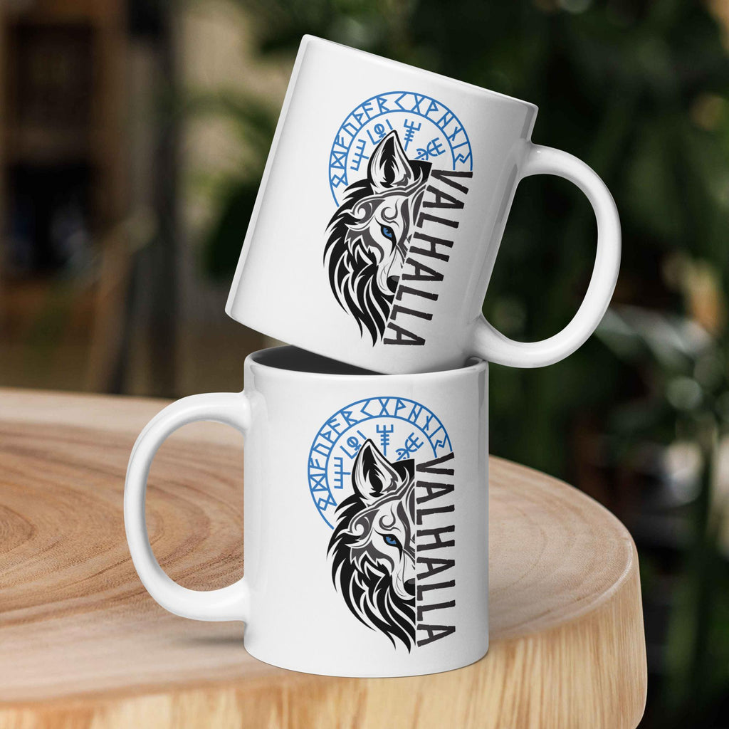 Valhalla Wolf - Weiße, glänzende Tasse