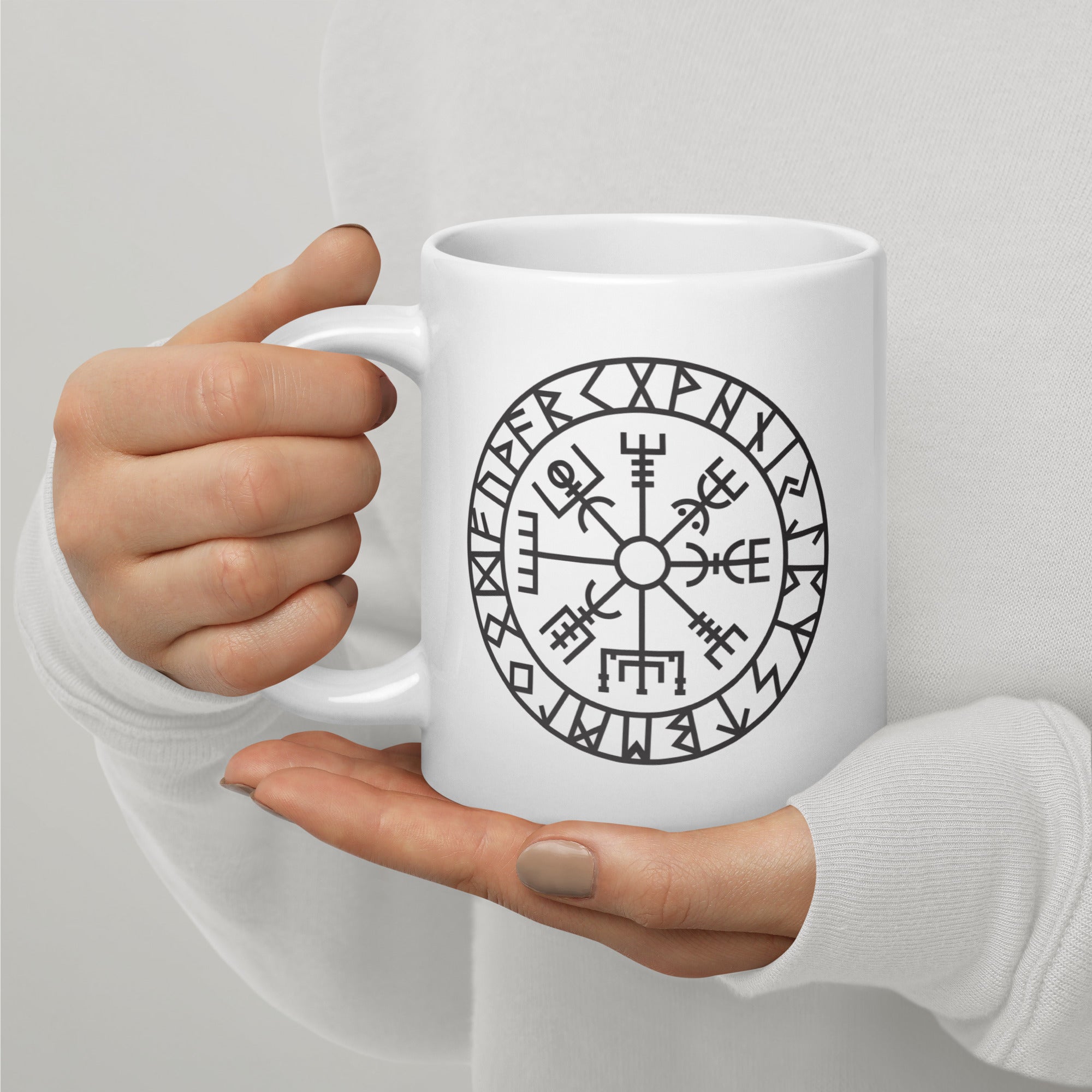 Vegvisir - Weiße, glänzende Tasse