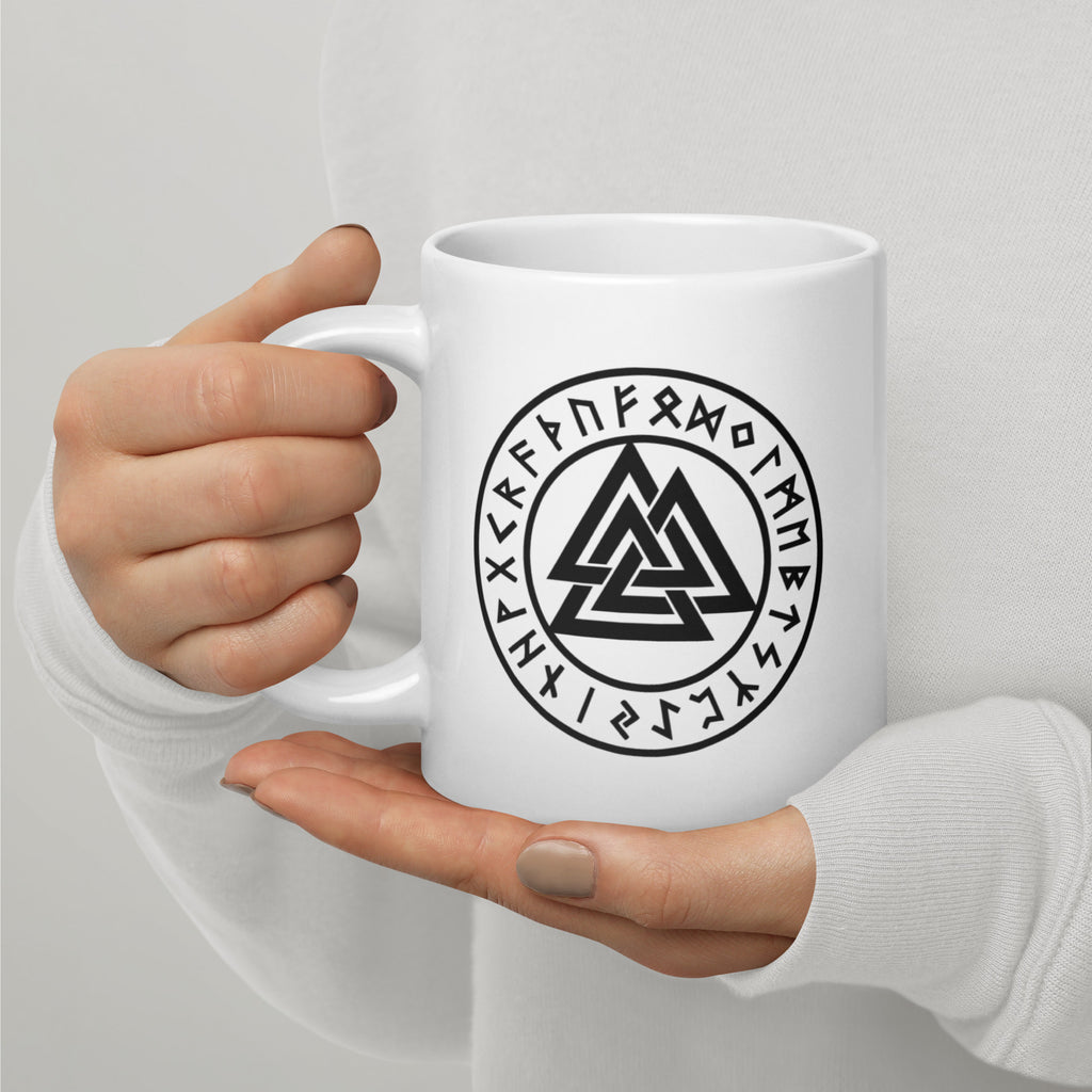 Valknut - Weiße, glänzende Tasse