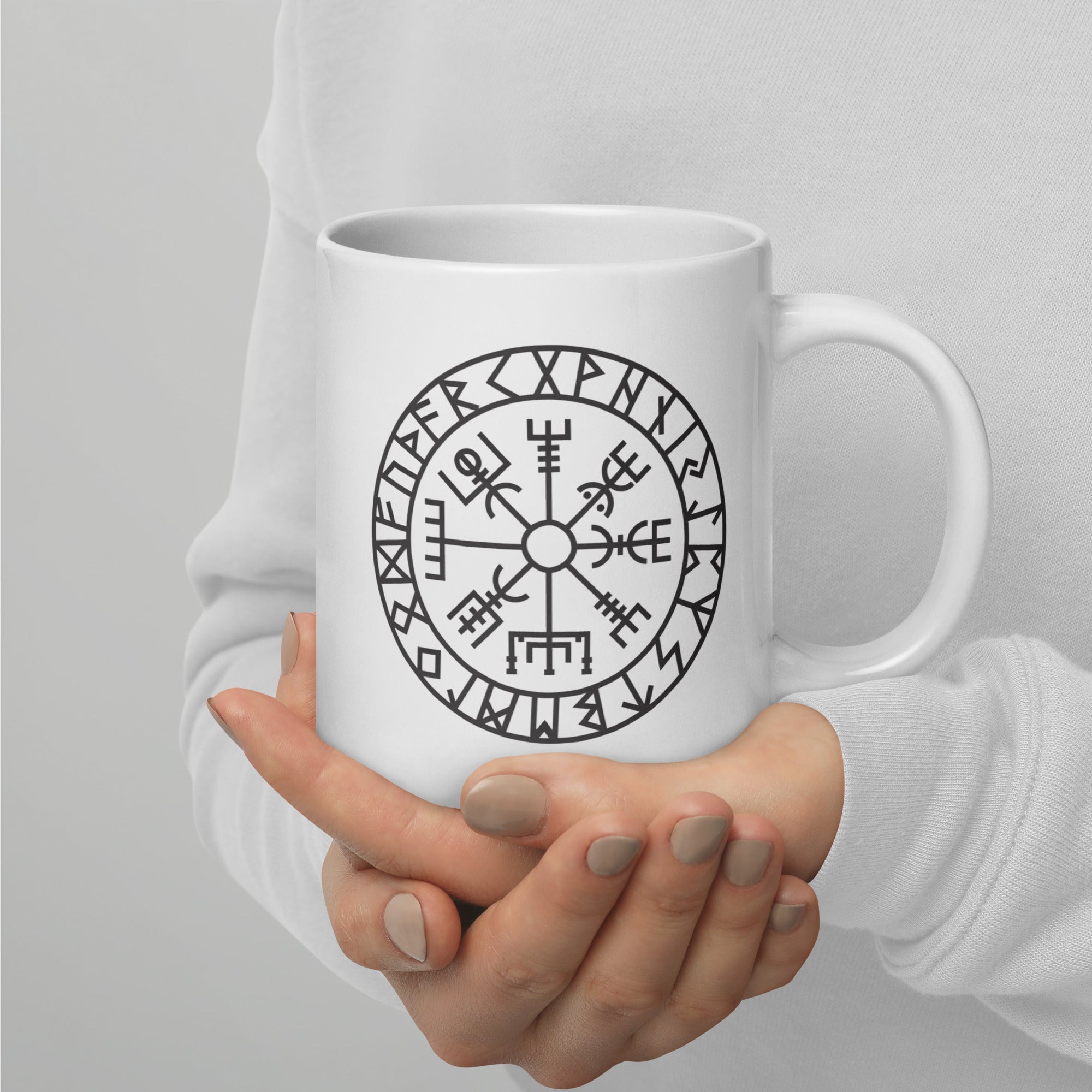 Vegvisir - Weiße, glänzende Tasse
