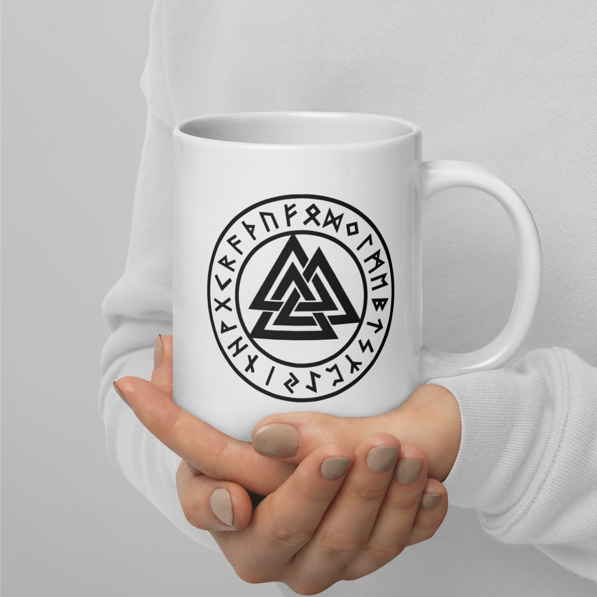 Valknut - Weiße, glänzende Tasse